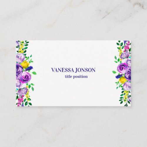 Colorful Spring flowers border Business Card