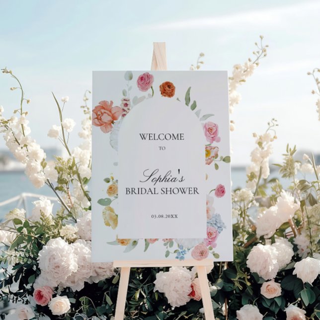 Colorful Spring Flowers Bridal Shower Arch Welcome Foam Board (Creator Uploaded)