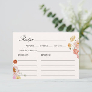 Colorful Spring Flowers Bridal Shower Recipe Card