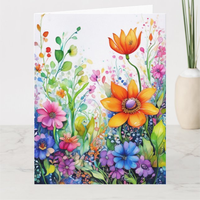 Colorful Spring Flowers  Card (Front)