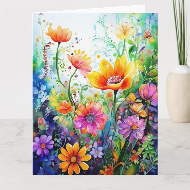 Colorful Spring Flowers  Card (Front)