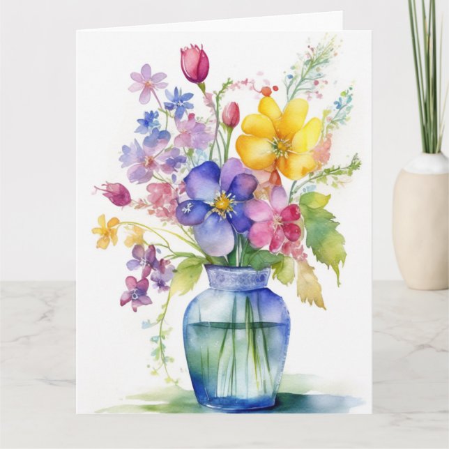 Colorful Spring Flowers  Card (Front)