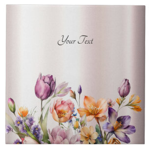 Colorful Spring Flowers Ceramic Tile