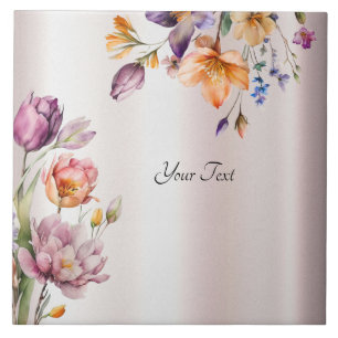 Colorful Spring Flowers Ceramic Tile