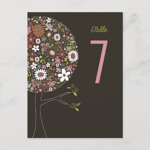 Colorful Spring Flowers Chic Pop Tree Table Number