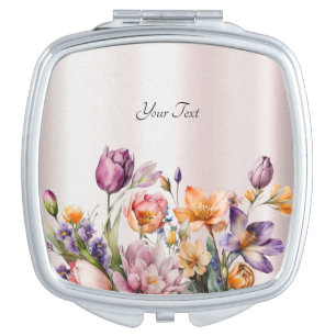 Colorful Spring Flowers Compact Mirror