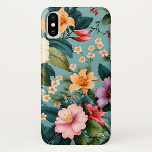 Colorful Spring Flowers Cute Fun Floral Pattern iPhone X Case