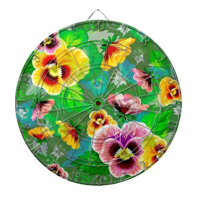 Colorful Spring Flowers Design Dartboard (Front)
