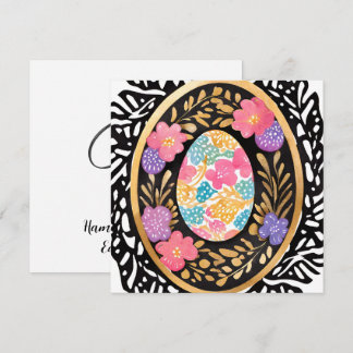 Colorful Spring Flowers Easter Egg Watercolor Holiday Card