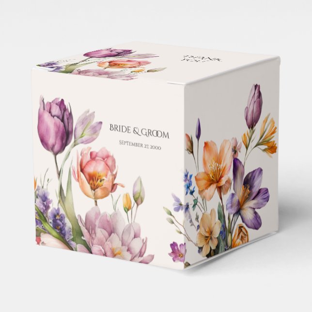 Colorful Spring Flowers Favor Box (Front Side)