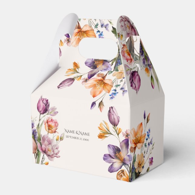 Colorful Spring Flowers Favor Box (Front Side)