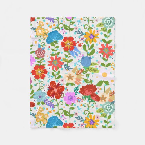 Colorful Spring Flowers Fleece Blanket