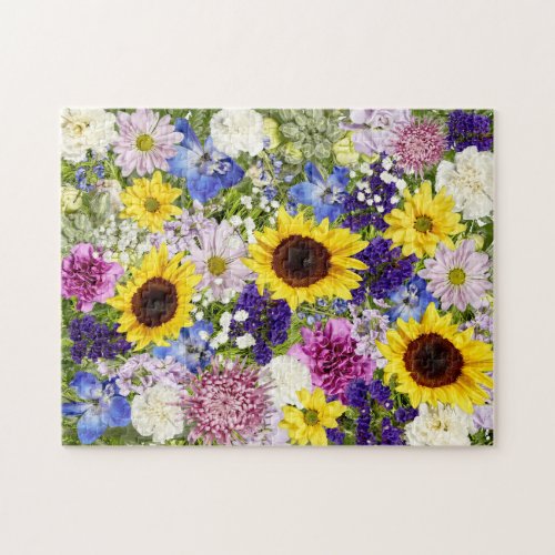 Colorful Spring Flowers Floral Collage Photo Jigsaw Puzzle