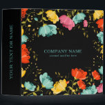 Colorful Spring Flowers Frame 3 Ring Binder<br><div class="desc">Elegant colorful spring flowers frame over black background.
Customizable binder text template.</div>
