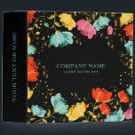 Colorful Spring Flowers Frame 3 Ring Binder<br><div class="desc">Elegant colorful spring flowers frame over black background.
Customizable binder text template.</div>