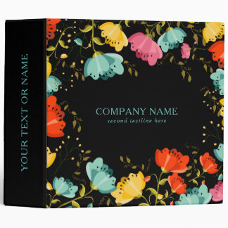Colorful Spring Flowers Frame 3 Ring Binder