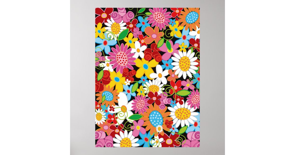Colorful Spring Flowers Garden Girl Nursery Poster | Zazzle