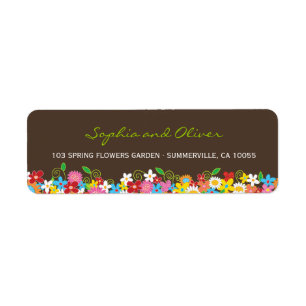 Colorful Spring Flowers Garden Whimsical Address Label