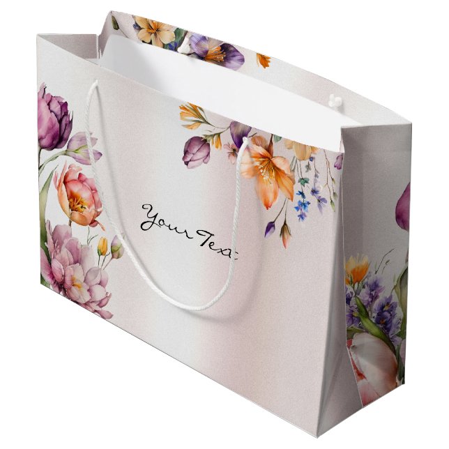 Colorful Spring Flowers Gift Bag (Back Angled)