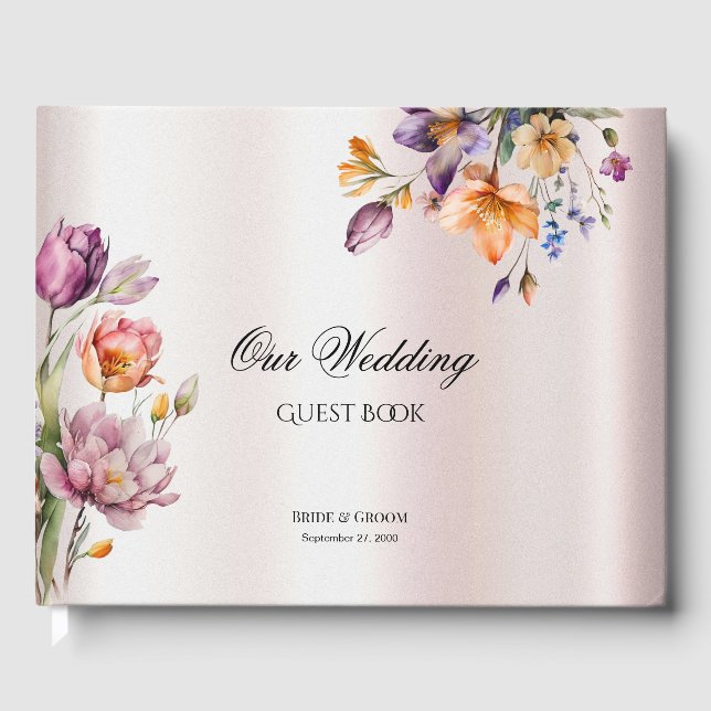 Colorful Spring Flowers Guest Book (Front)