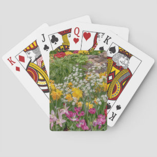 Colorful Spring Flowers in full bloom Poker Cards