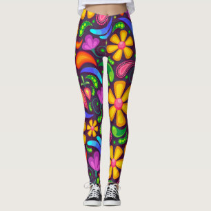 colorful spring flowers leggings