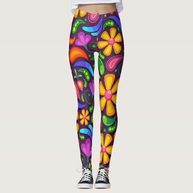 colorful spring flowers leggings (Front)