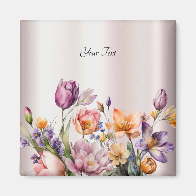 Colorful Spring Flowers Magnet (Front)