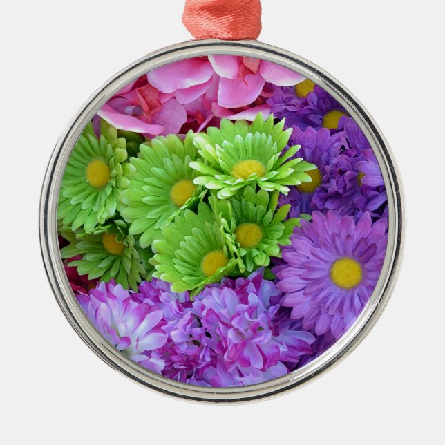 Colorful spring flowers metal ornament (Front)