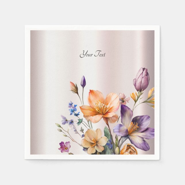 Colorful Spring Flowers Napkins (Front)