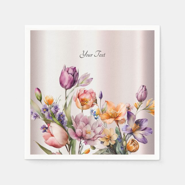 Colorful Spring Flowers Napkins (Front)