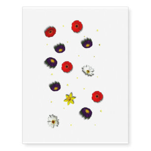Colorful spring flowers on temporary tattoos
