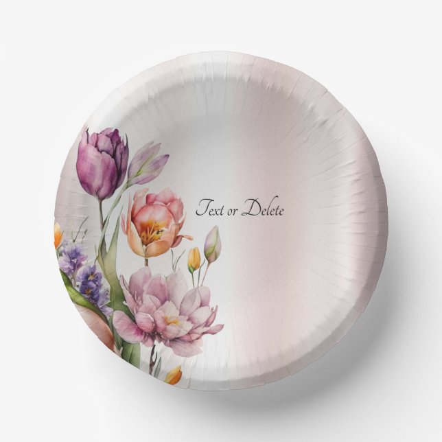 Colorful Spring Flowers Paper Bowls (Front)