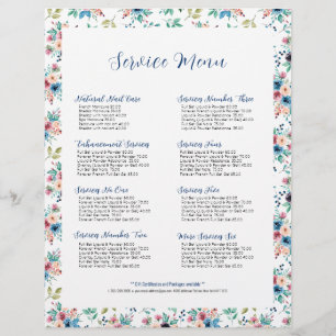 Colorful spring flowers patter for service menu flyer