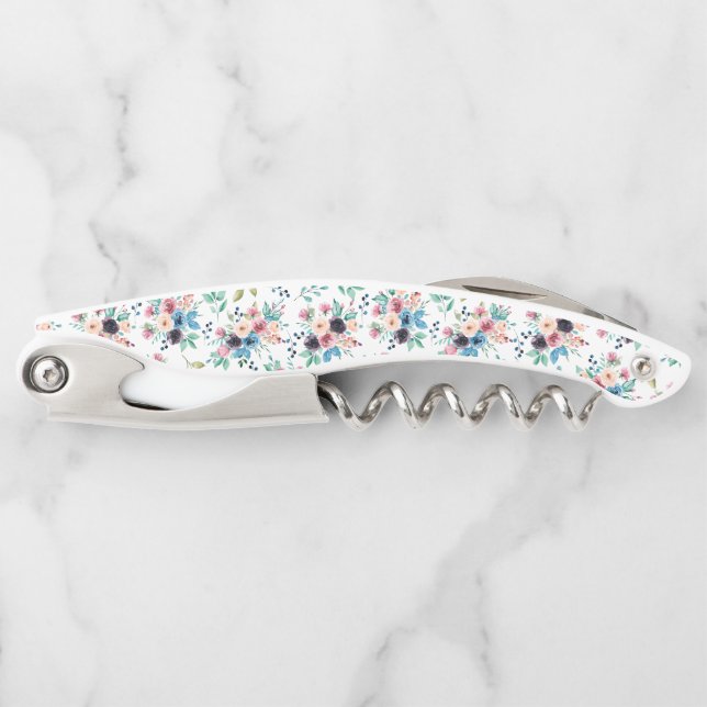Colorful spring flowers patter waiter's corkscrew (Front)