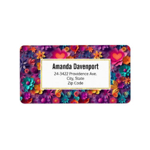 Colorful Spring Flowers Pattern Address Label