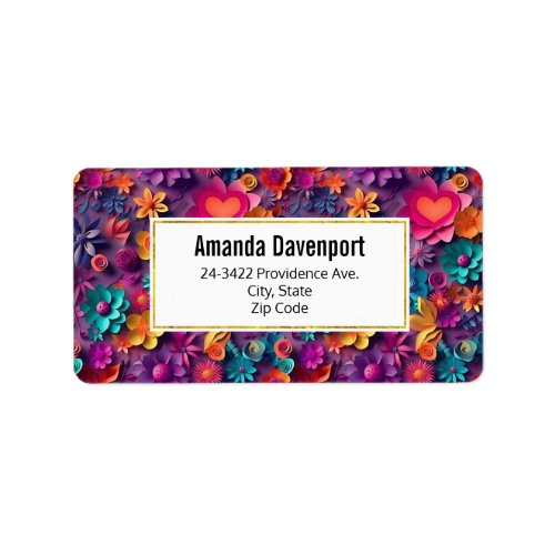 Colorful Spring Flowers Pattern Address Label