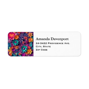 Colorful Spring Flowers Pattern Address Label