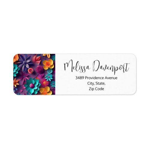 Colorful Spring Flowers Pattern Address Label