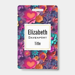 Colorful Spring Flowers Pattern Badge