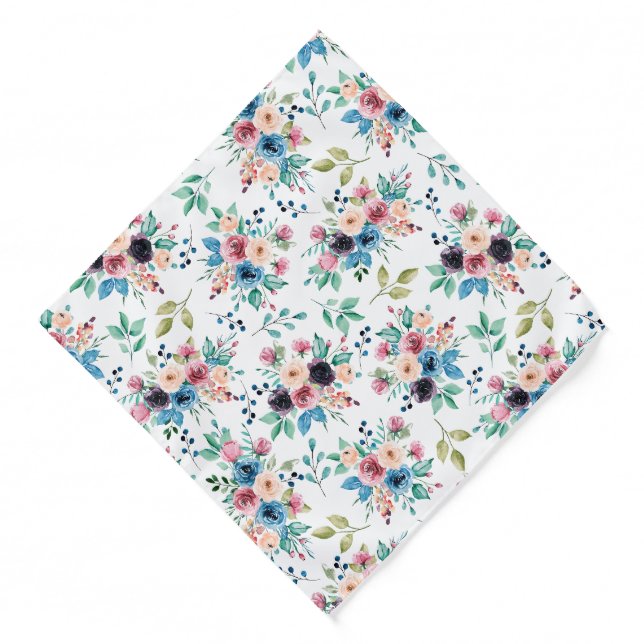Colorful spring flowers pattern bandana (Front)