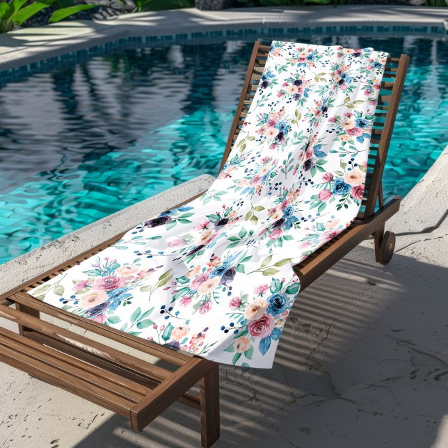 Colorful spring flowers pattern beach towel (Creator Uploaded)