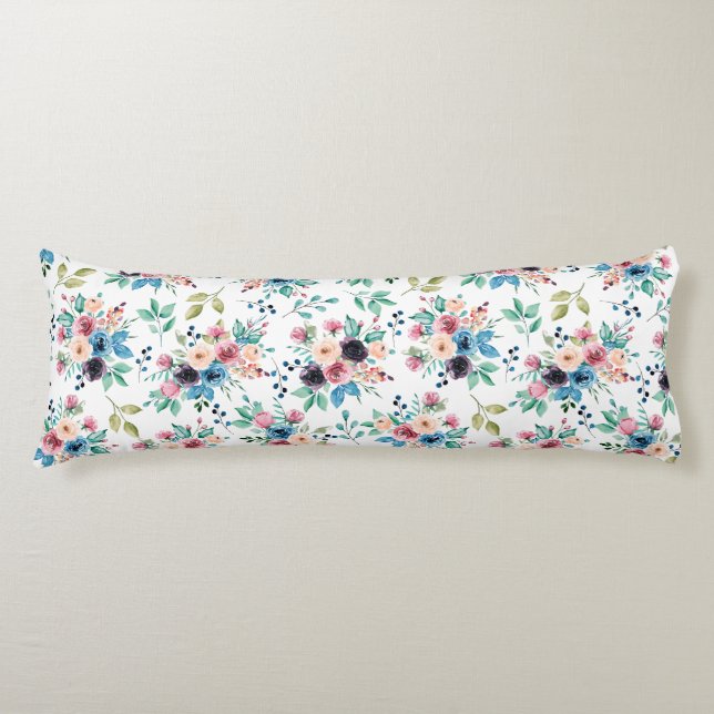 Colorful spring flowers pattern body pillow (Front)