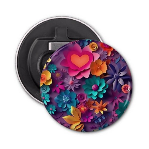 Colorful Spring Flowers Pattern Bottle Opener