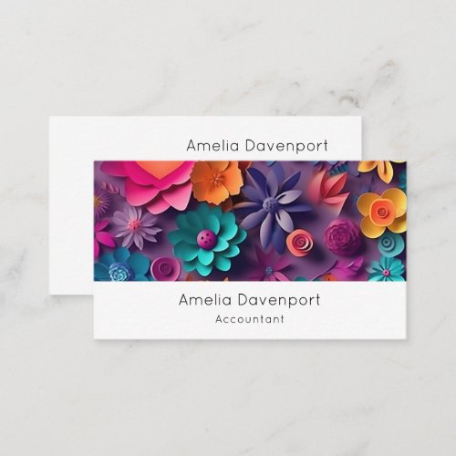 Colorful Spring Flowers Pattern Business Card