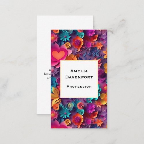 Colorful Spring Flowers Pattern Business Card