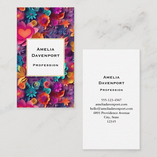 Colorful Spring Flowers Pattern Business Card (Front/Back)