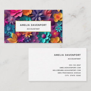 Colorful Spring Flowers Pattern Business Card