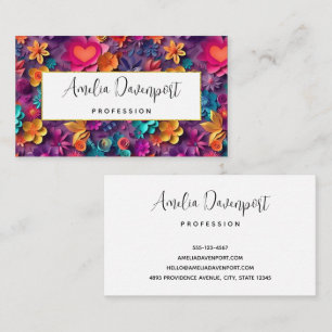 Colorful Spring Flowers Pattern Business Card