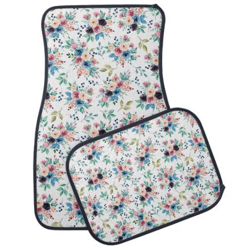 Colorful spring flowers pattern car floor mat